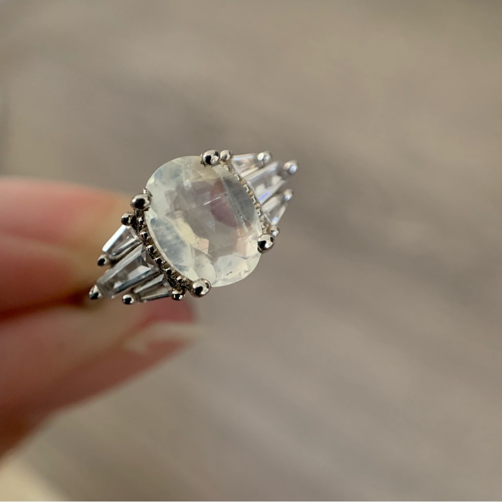 Moss Agate Moonstone 925 Sterling Silver Ring 5 - Picture 2 of 8
